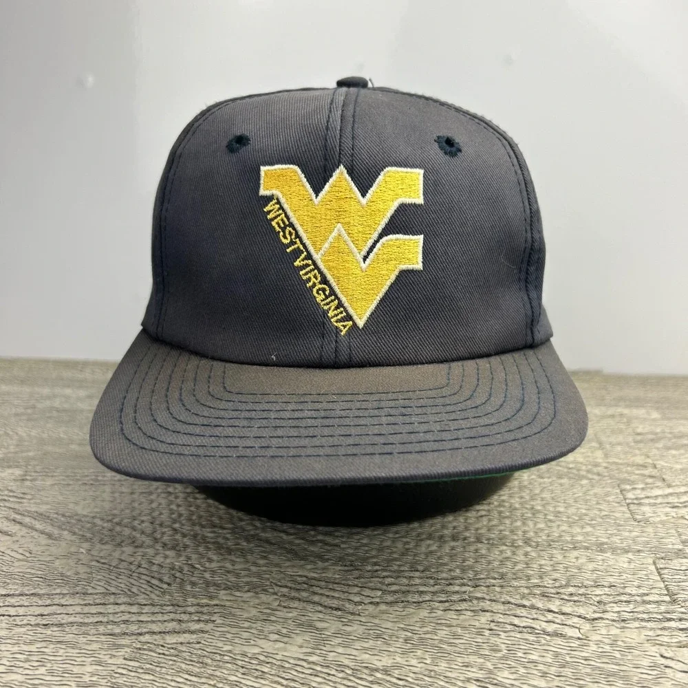 Vintage 90s West Virginia Hat Cap Snap Back Adjustable Navy Blue Mountaineers